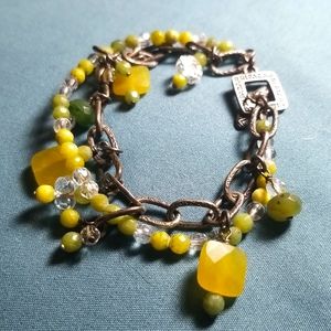 Silpada Jade and Silver Bracelet with Toggle Clasp